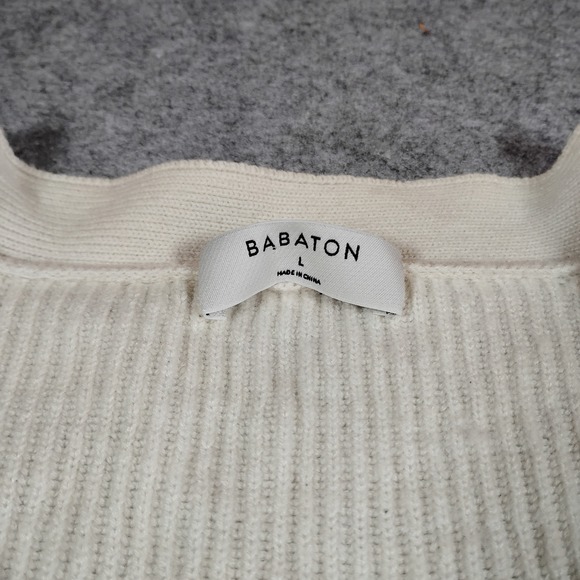 Babaton Aritzia Wool Linen Blend Ribbed Button Cardigan Cream Large - Picture 2 of 10